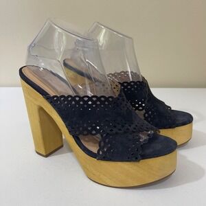 Veronica Beard Gaynor Womens 9 M Black Suede Platform Sandals Heels $395